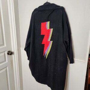 Dressed in LALA Black Cardigan with Red and Purple Lightning Bolt